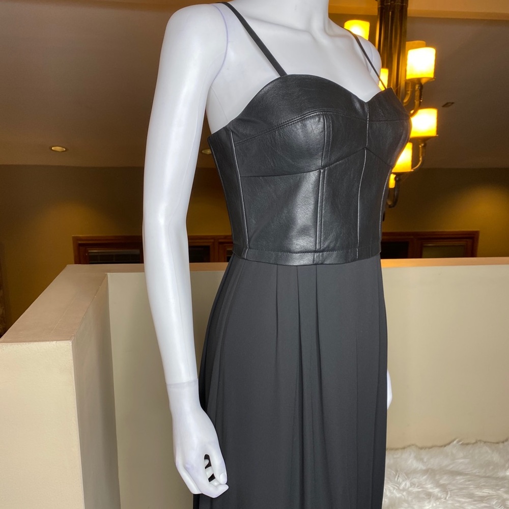 BCBGMAXAZRIA Leandra Leather Black Dress - Picture 5 of 16